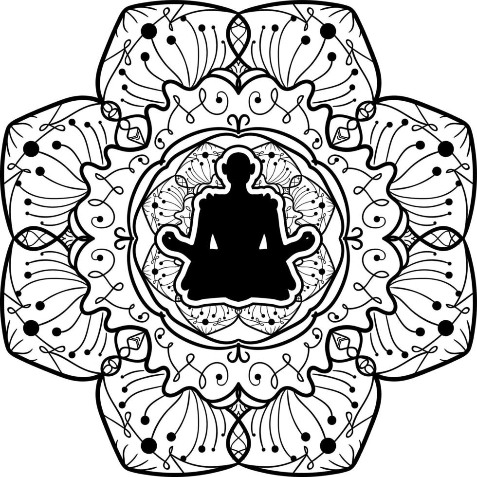 symbole de yoga, art de mandala monochrome vecteur