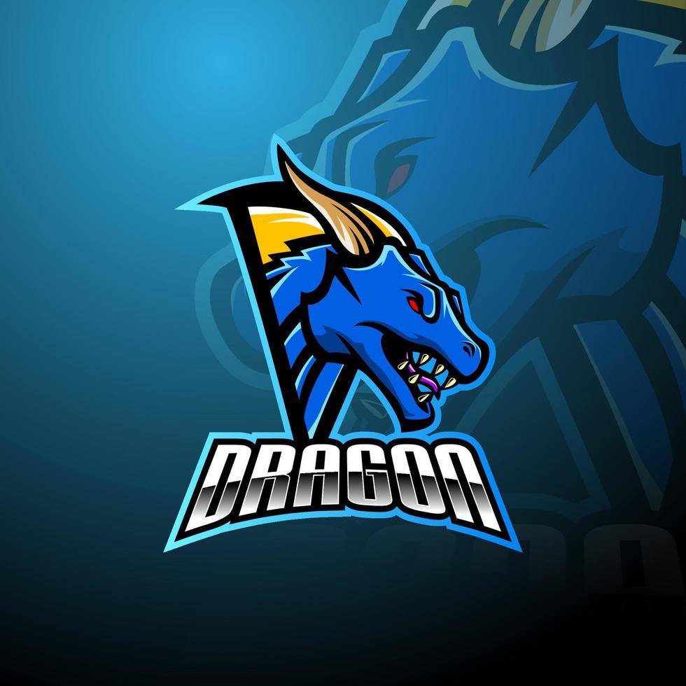 création de logo de mascotte esports tête de dragon vecteur