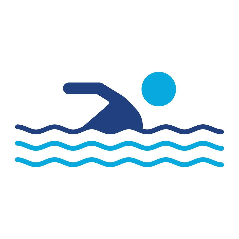 icône de deux couleurs de glyphe de natation vecteur