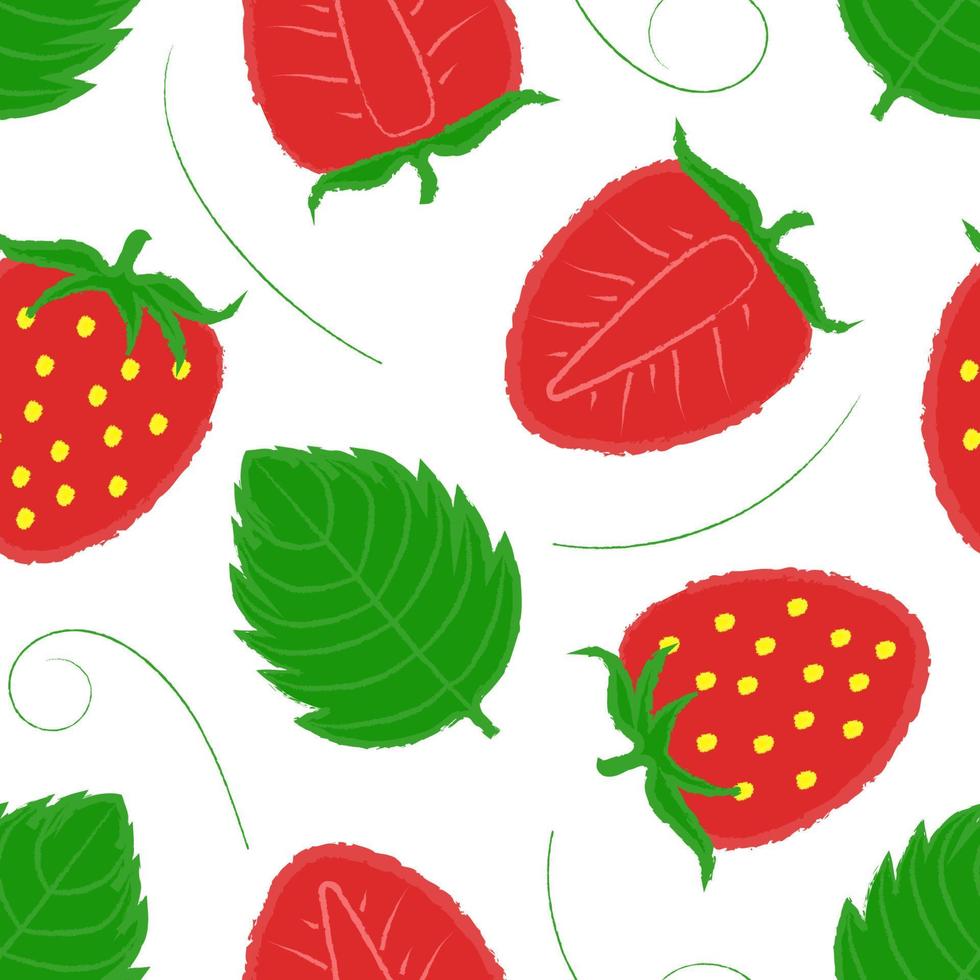 modèle sans couture de vecteur décoratif avec des fraises et des feuilles. parfait pour le textile et le papier cadeau