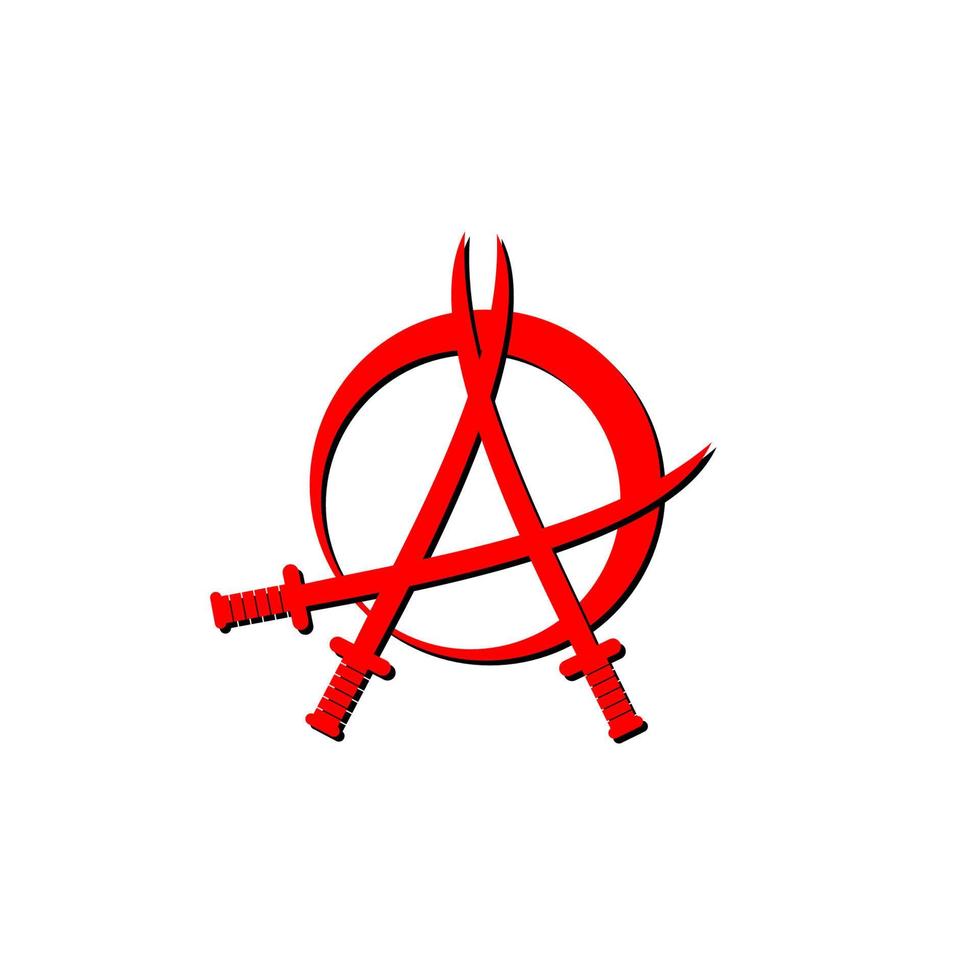 illustration de signe d'anarchie rouge avec trois éléments en forme d'épée, fichier vectoriel eps 10
