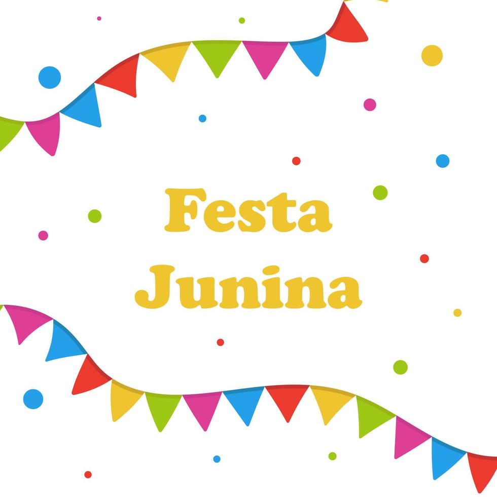 célébration traditionnelle brésilienne festa junina illustration avec drapeaux de fête carte de voeux festa de sao joao vecteur