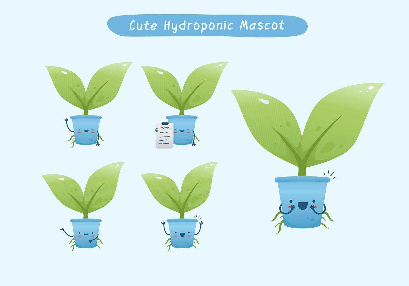 ensemble mignon de personnage de mascotte de plante hydroponique vecteur