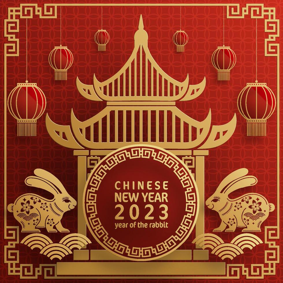 joyeux nouvel an chinois 2023 année du lapin vecteur