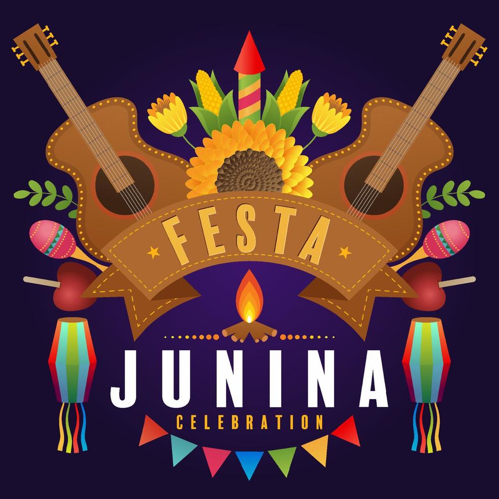 affiche festa junina festival de juin. vecteur