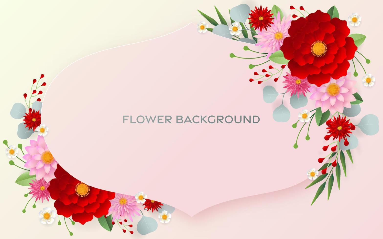 modèle de carte d'invitation de mariage avec des fleurs coupées en papier vecteur