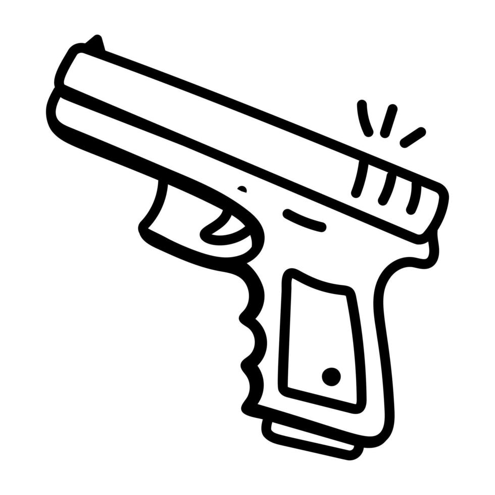 pistolet pour jeu de tir, icône doodle vecteur