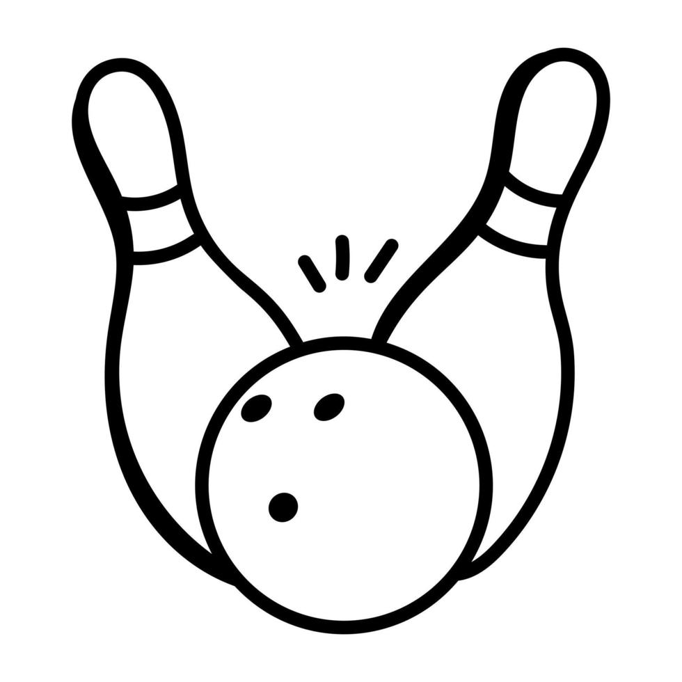 jeux d'intérieur, une icône de griffonnage du bowling vecteur
