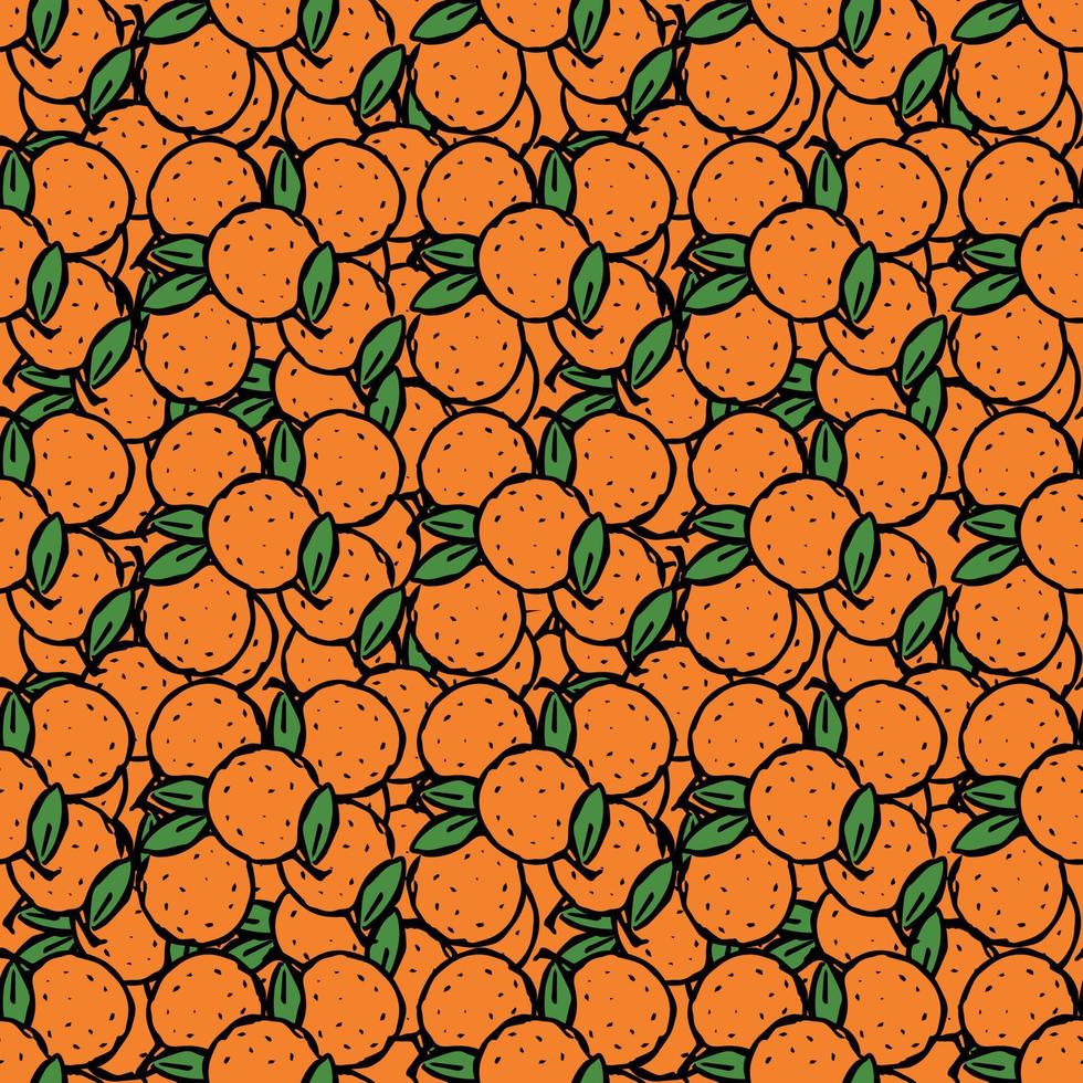 modèle sans couture avec des icônes oranges. fond orange coloré. illustration vectorielle de doodle avec des fruits vecteur