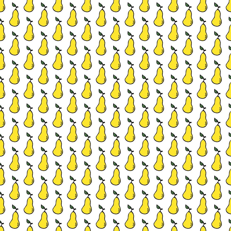 modèle sans couture avec des icônes de poire jaune. fond de poire coloré. illustration vectorielle de doodle avec des fruits vecteur