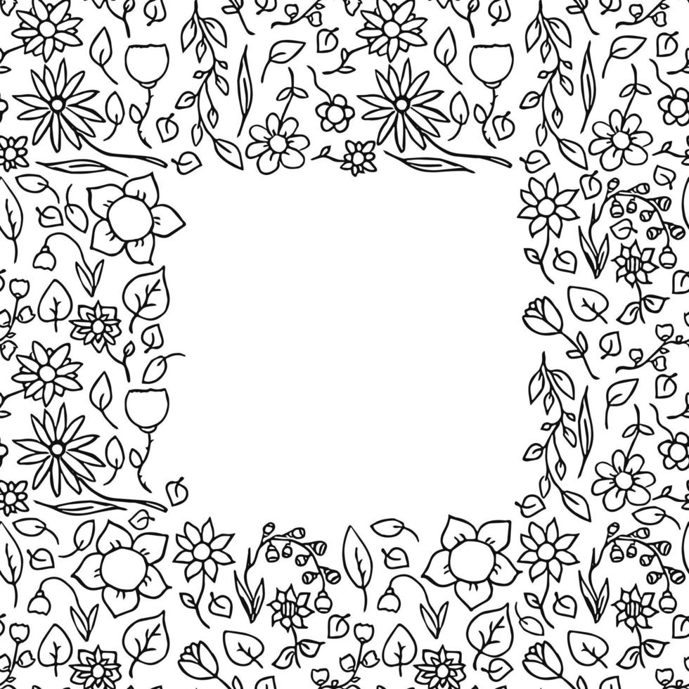 motif vectoriel floral sans couture avec place pour le texte. vecteur de doodle avec motif floral sur fond blanc. motif floral vintage