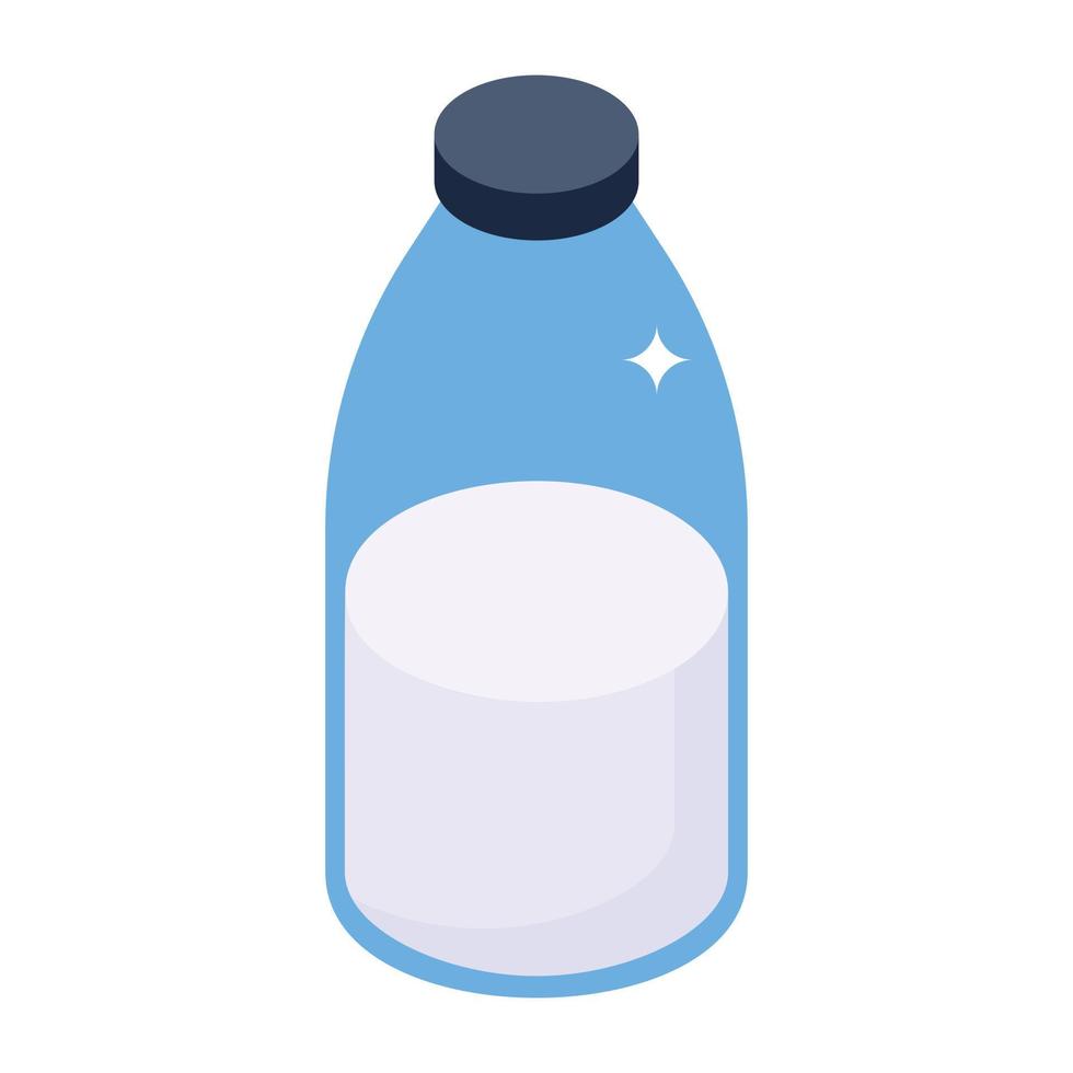 icône isométrique premium de bouteille de lait vecteur