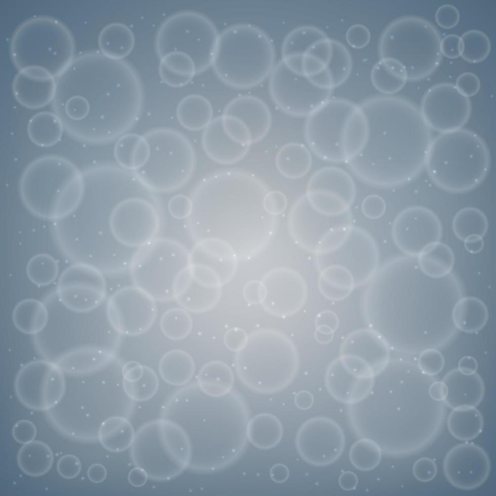 bokeh sur fond gris. fond neutre avec des bulles et des particules scintillantes. modèle de conception pour vos projets. illustration vectorielle. vecteur