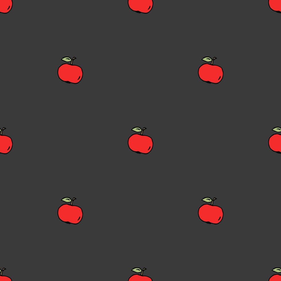 motif pommes. motif de doodle sans couture avec des pommes rouges. illustration vectorielle avec des pommes rouges sur fond gris vecteur