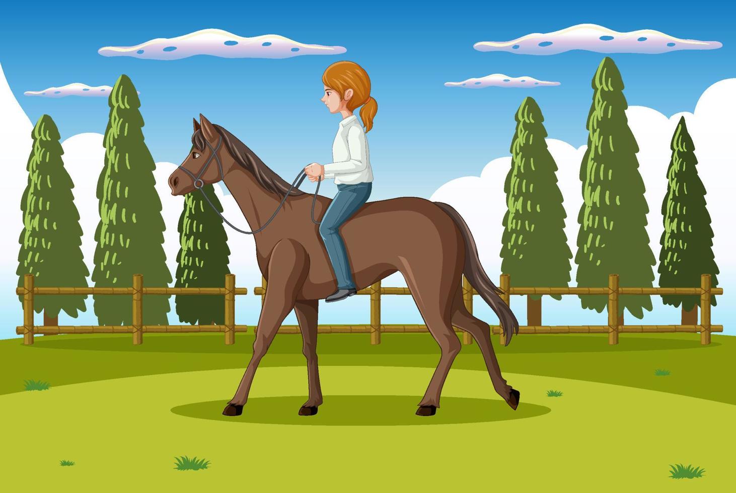 scène d'équitation avec jockey et cheval vecteur