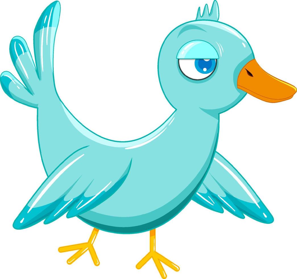 mignon oiseau bleu en style cartoon vecteur