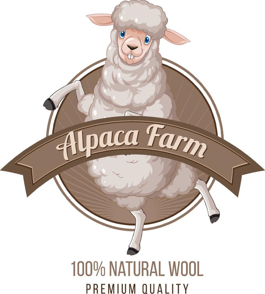 logo de la ferme d'alpaga pour les produits en laine vecteur