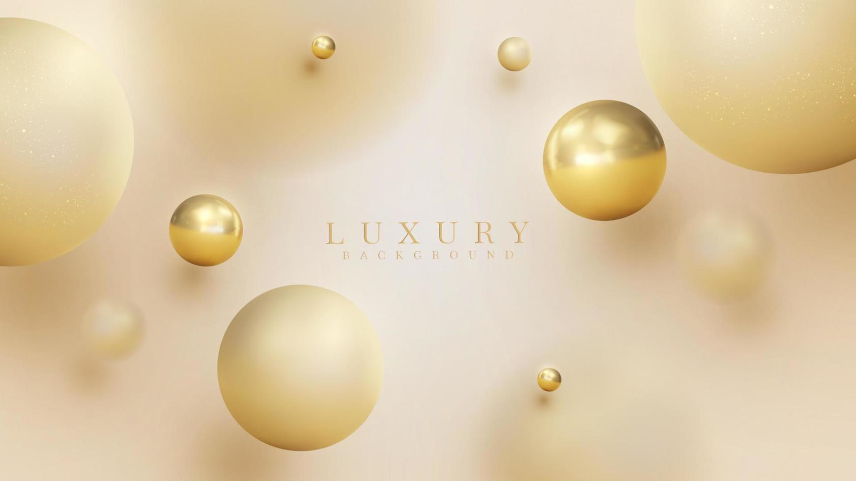 fond de luxe avec boule dorée 3d et élément effet flou avec décoration lumineuse scintillante. vecteur