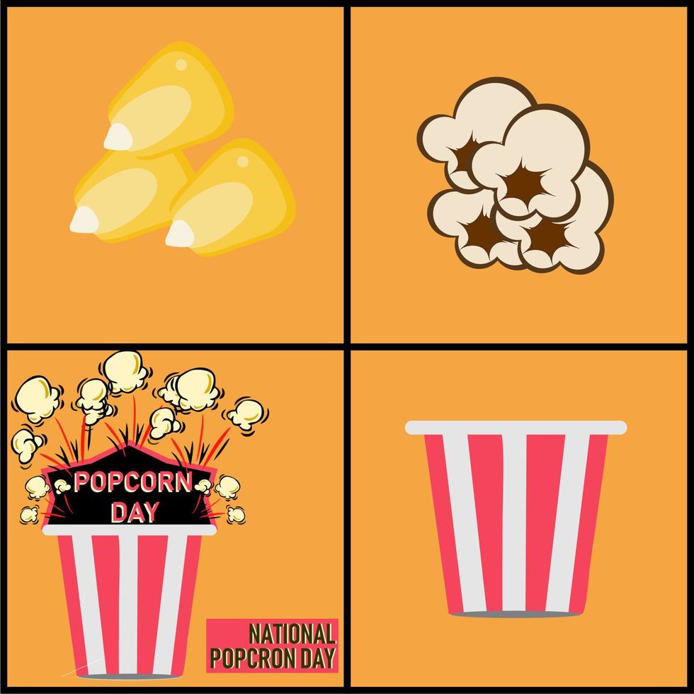 illustration vectorielle de la journée nationale du pop-corn. vecteur