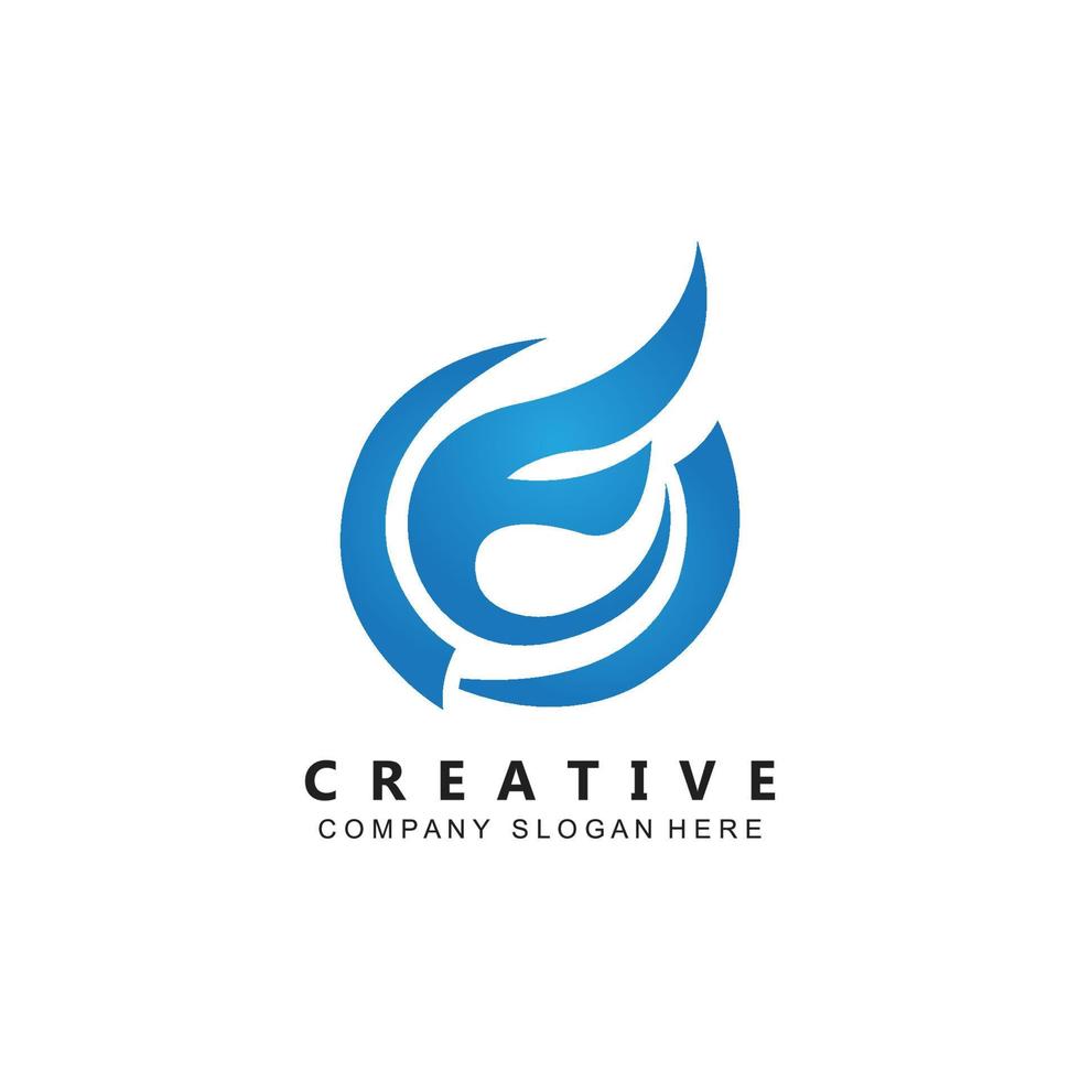 lettre e logo vecteur avec dégradé de couleur, icône concept