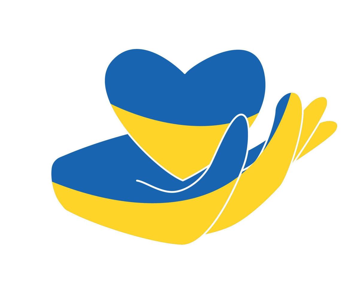 ukraine coeur emblème et main drapeau design europe nationale symbole abstrait illustration vectorielle vecteur