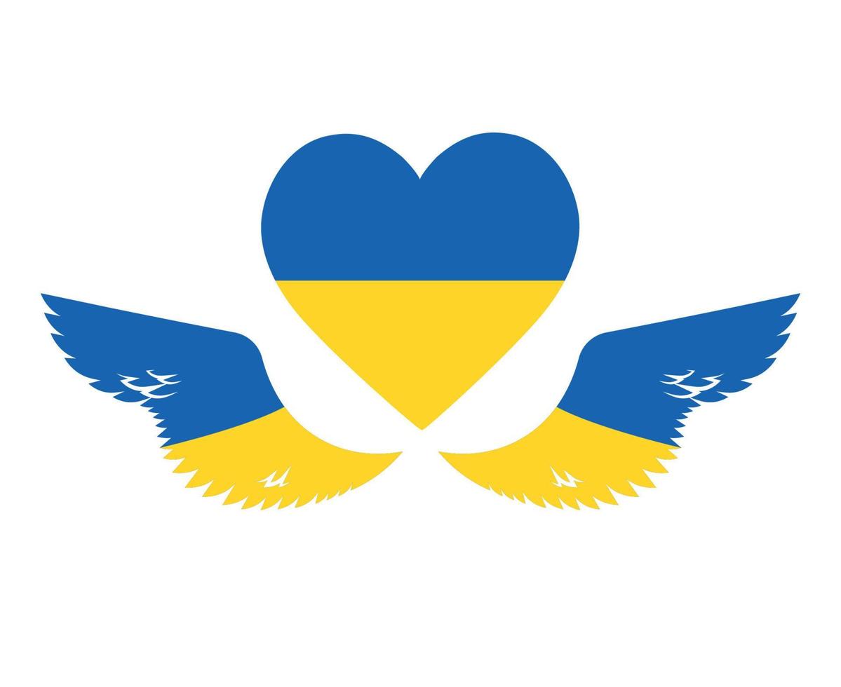 drapeau des ailes de l'ukraine et symbole de l'emblème du coeur europe nationale conception d'illustration vectorielle abstraite vecteur