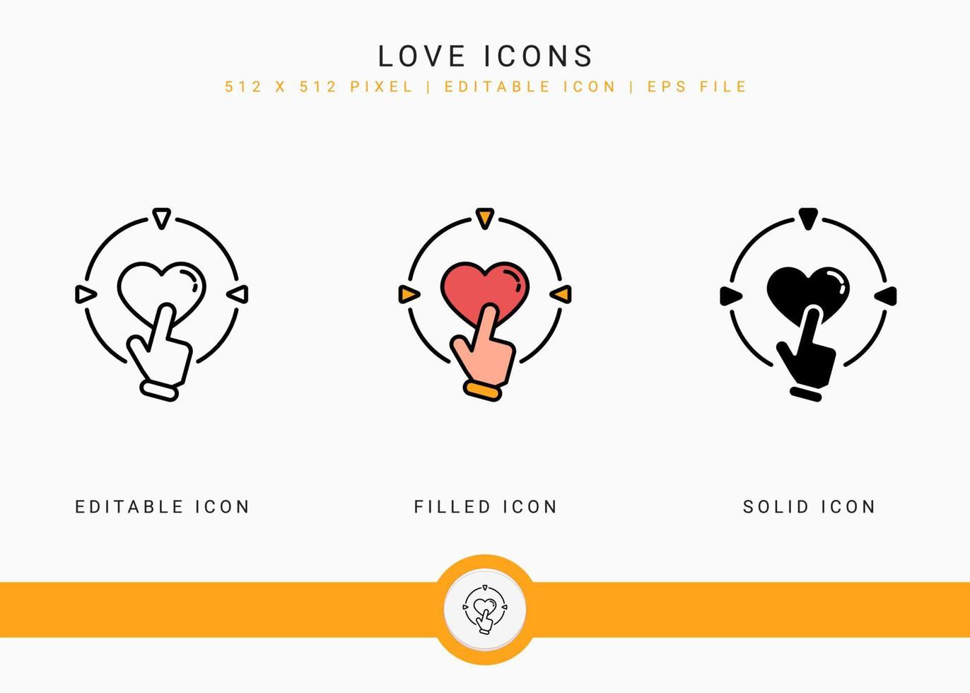 les icônes d'amour définissent une illustration vectorielle avec un style de ligne d'icône solide. concept de romance de coeur de mariage. icône de trait modifiable sur fond isolé pour la conception Web, l'interface utilisateur et l'application mobile vecteur
