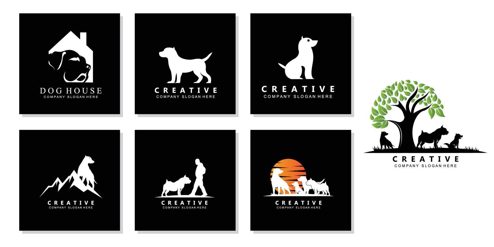 vecteur d'icône de logo de chien, animal loyal et mignon, inspiration, modèle