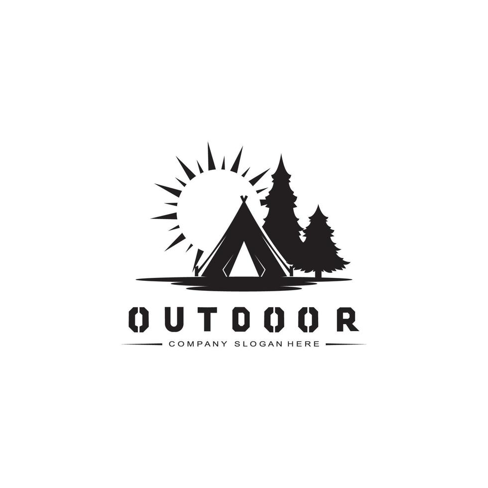 vecteur d'icône de logo de camping en plein air. conception d'illustration rétro de concept