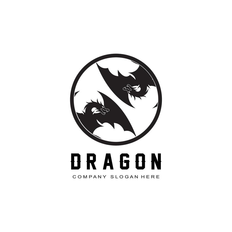 icône de logo de dragon de feu vectoriel, animal ailé de légende effrayante, concept d'illustration vecteur