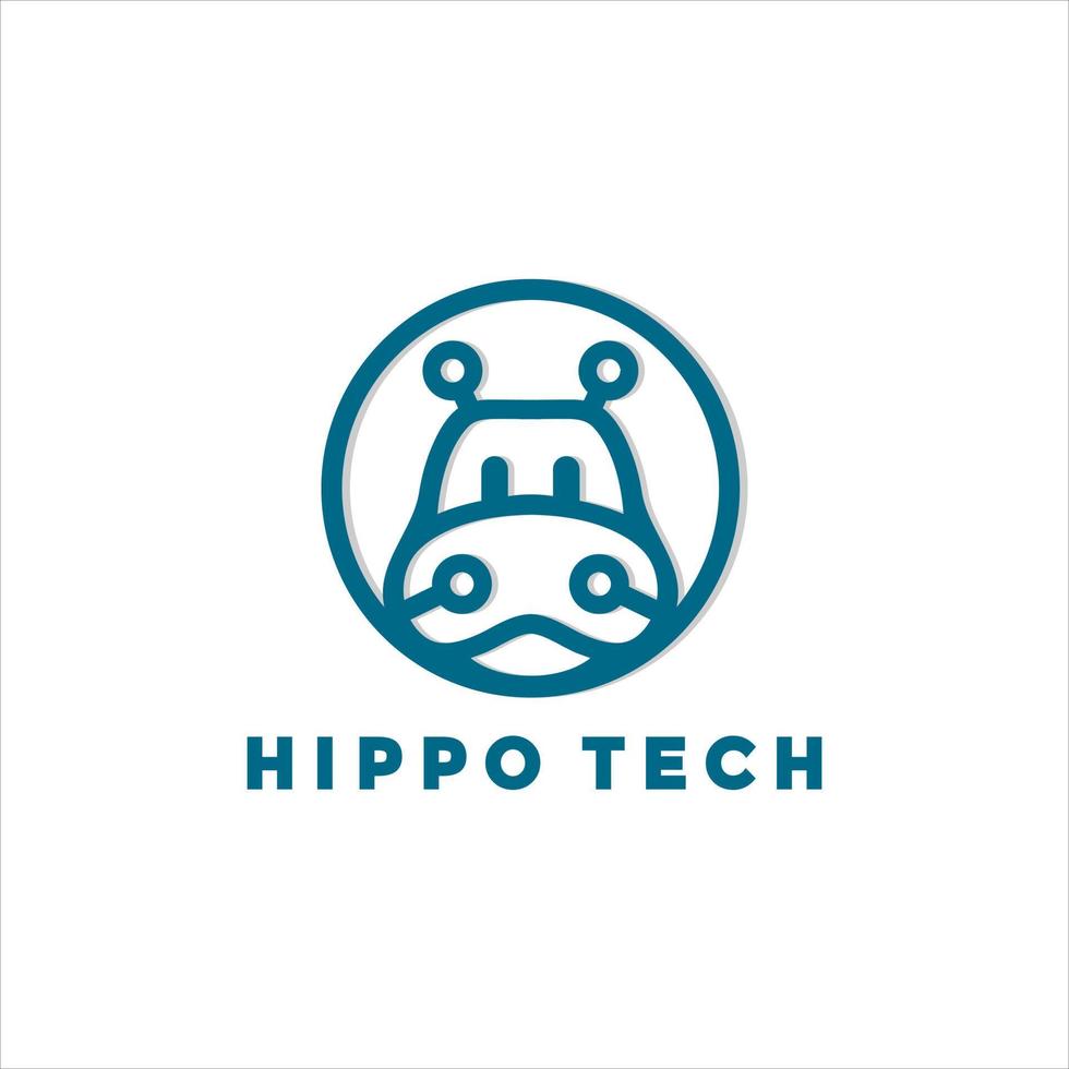 conception d'illustration de logo de technologie hippopotame moderne vecteur