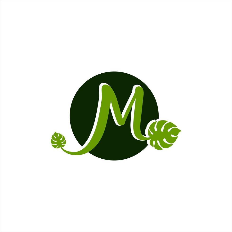 conception d'illustration de logo lettre m monstera vecteur
