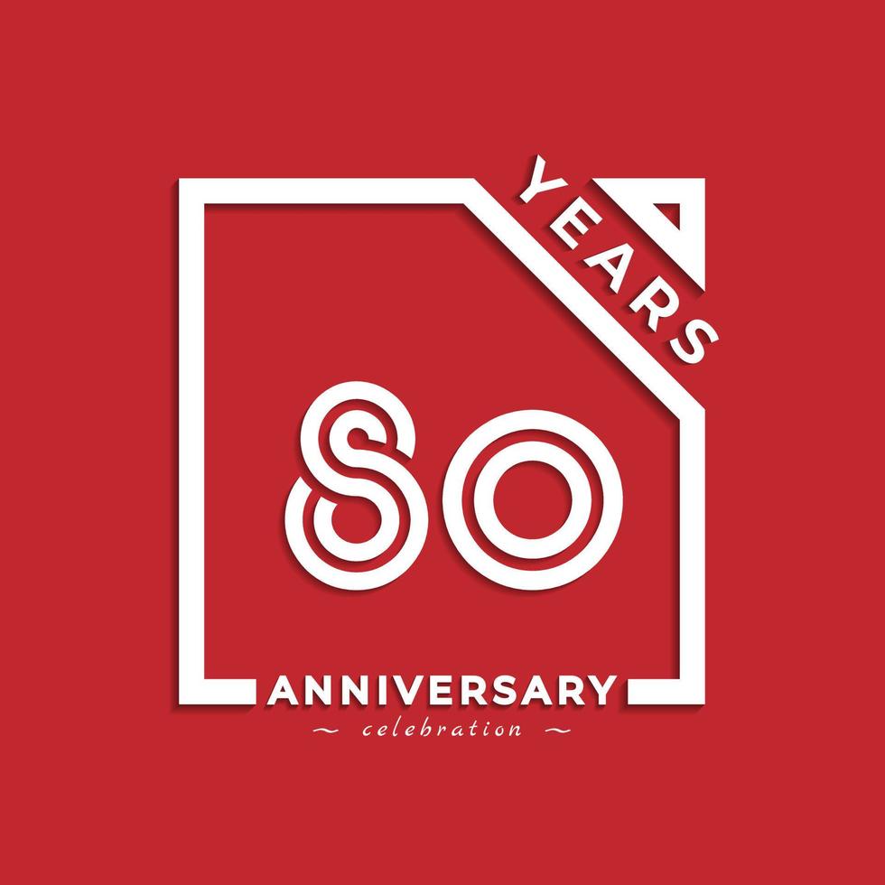 Conception de style de logo de célébration d'anniversaire de 80 ans avec numéro lié dans un carré isolé sur fond rouge. joyeux anniversaire salutation célèbre illustration de conception d'événement vecteur