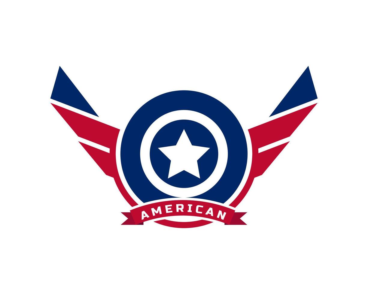emblème du drapeau vétéran américain patriotique ailes icône élément de modèle de conception de logo vecteur