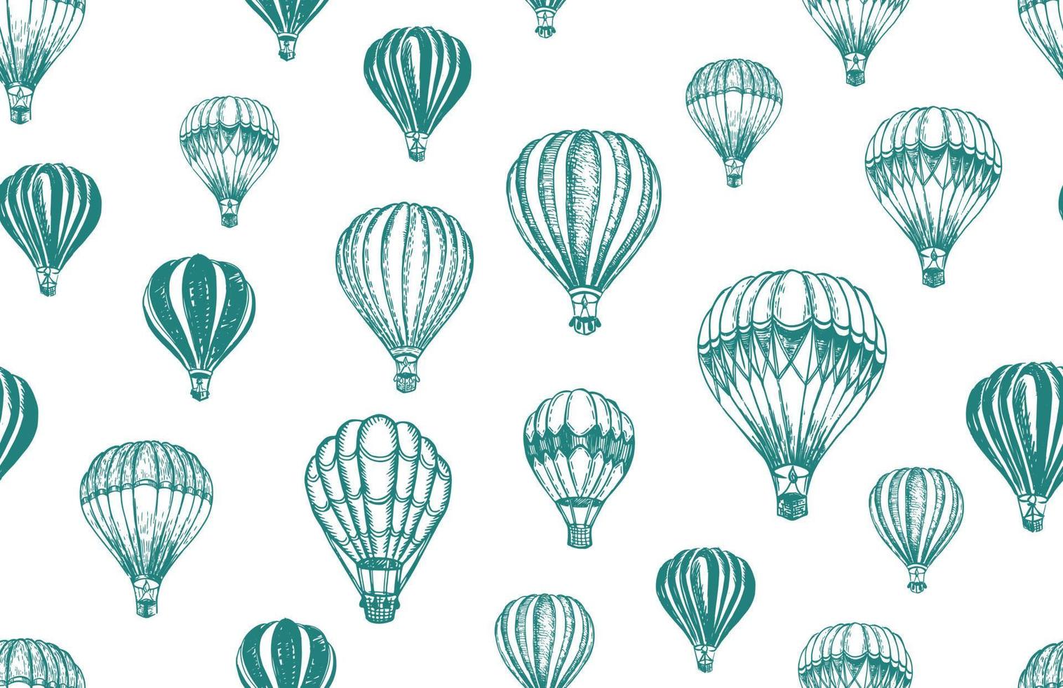 ballons à air chaud volant. illustration dessinée à la main. vecteur