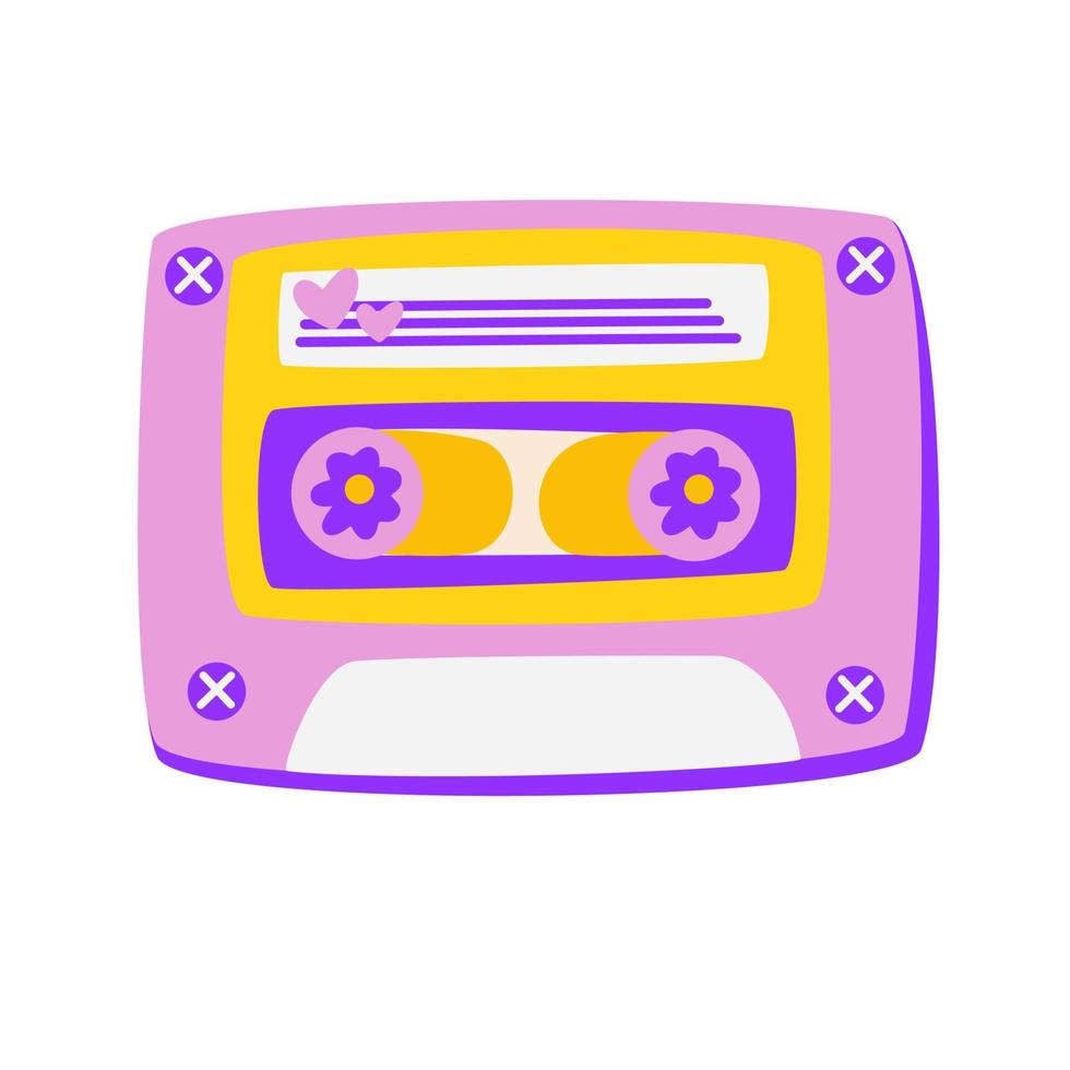 cassette audio. musique. cassettes avec bande magnétique vintage rétro. chansons d'amour, relax, rock, tubes des années 90. main de vecteur dessiner illustration isolé sur fond blanc