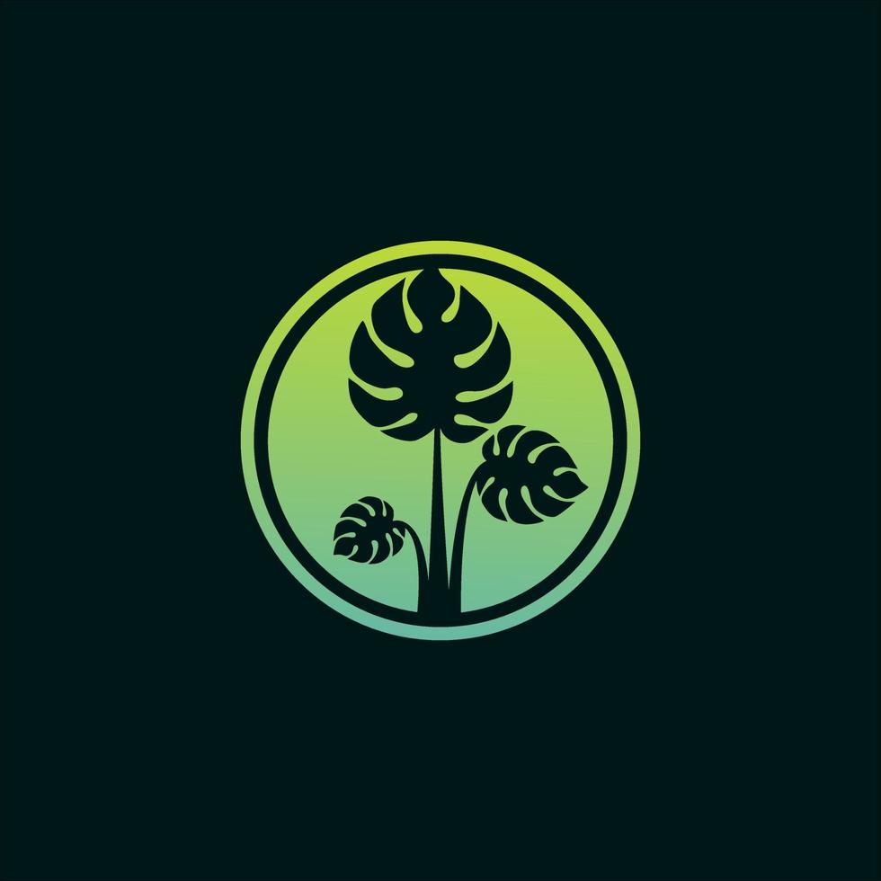 création d'illustration de logo de monstera vert moderne vecteur