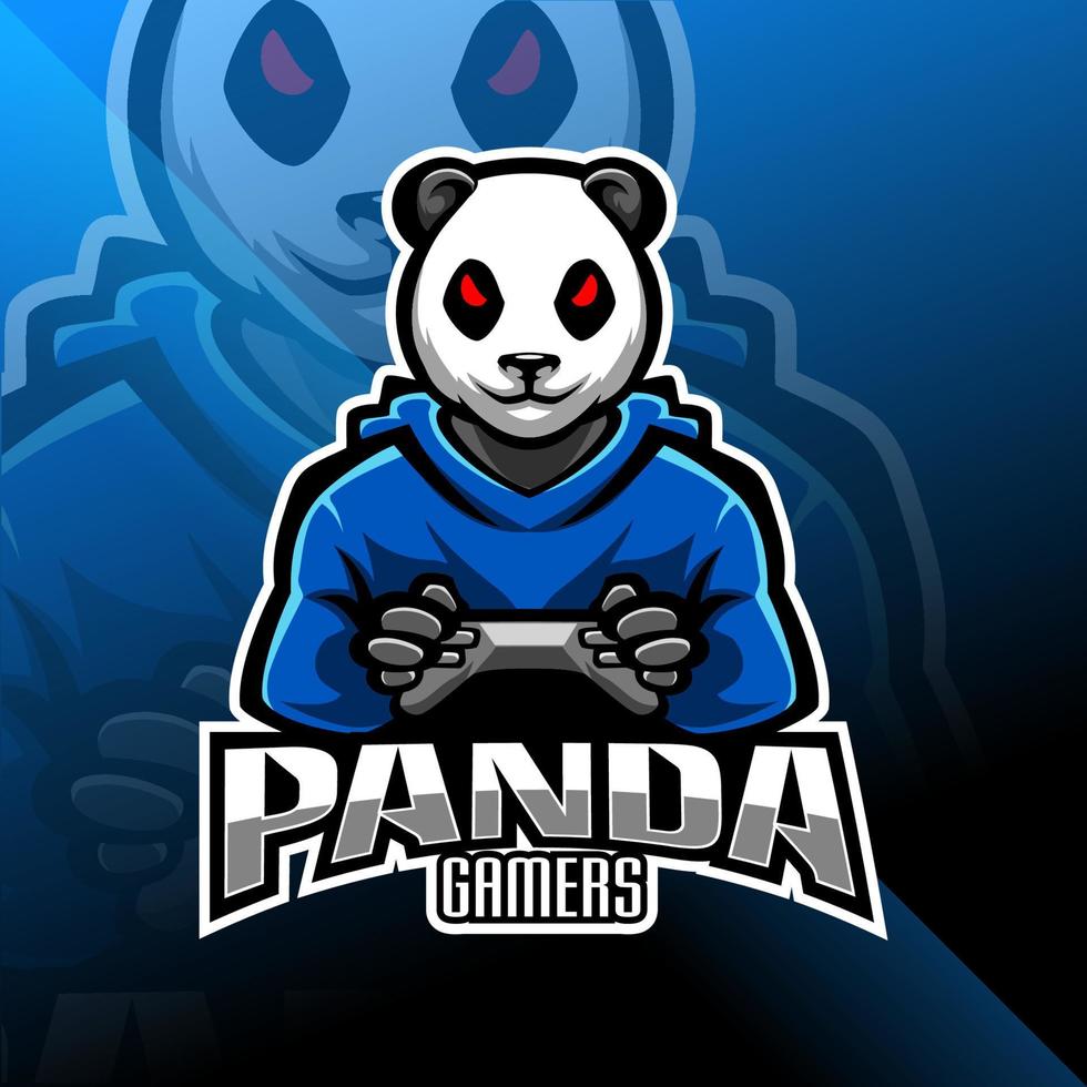 logo de la mascotte esport des joueurs panda vecteur