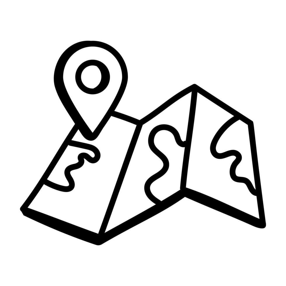 icône de doodle à la mode d'un emplacement sur la carte vecteur
