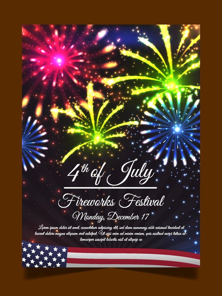 affiche du feu d'artifice du 4 juillet vecteur