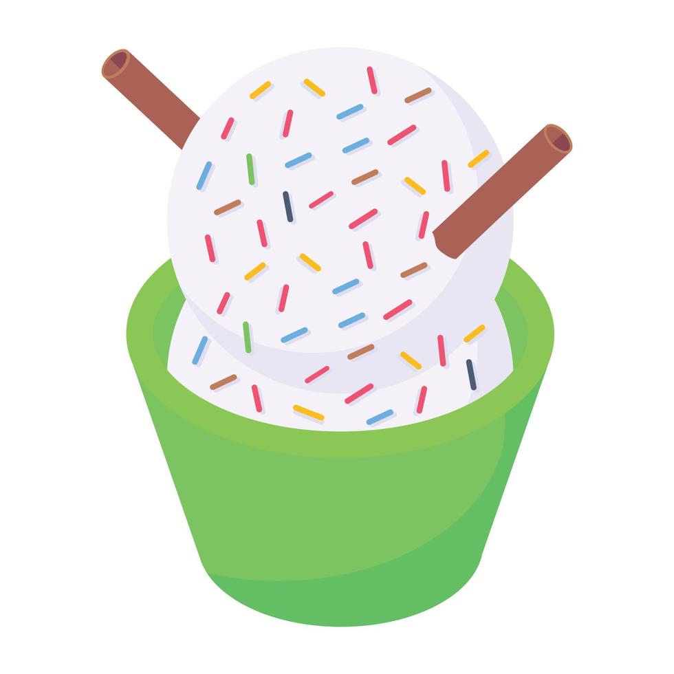une icône de conception isométrique de tasse de crème glacée vecteur