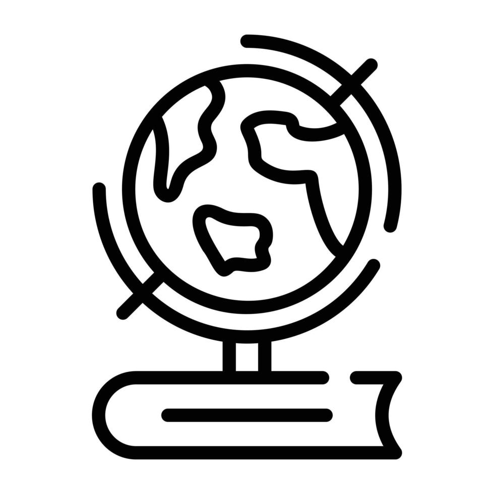 globe sur livre, icône dessinée à la main de la géographie vecteur