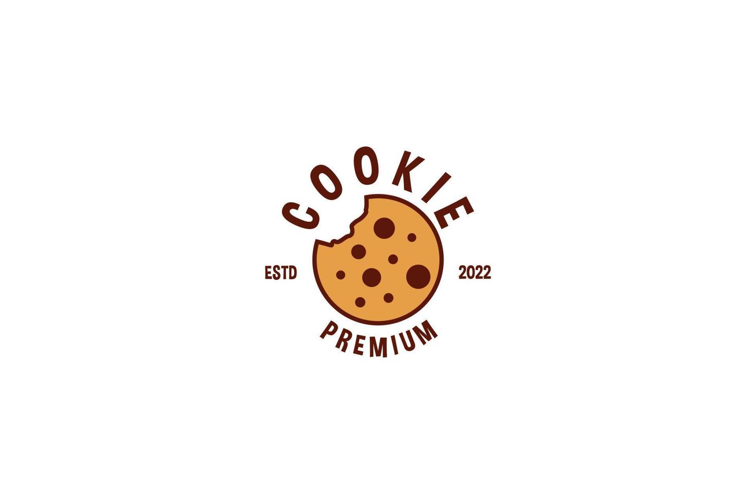 modèle de vecteur de conception de logo d'icône de cookie de pépites de chocolat plat