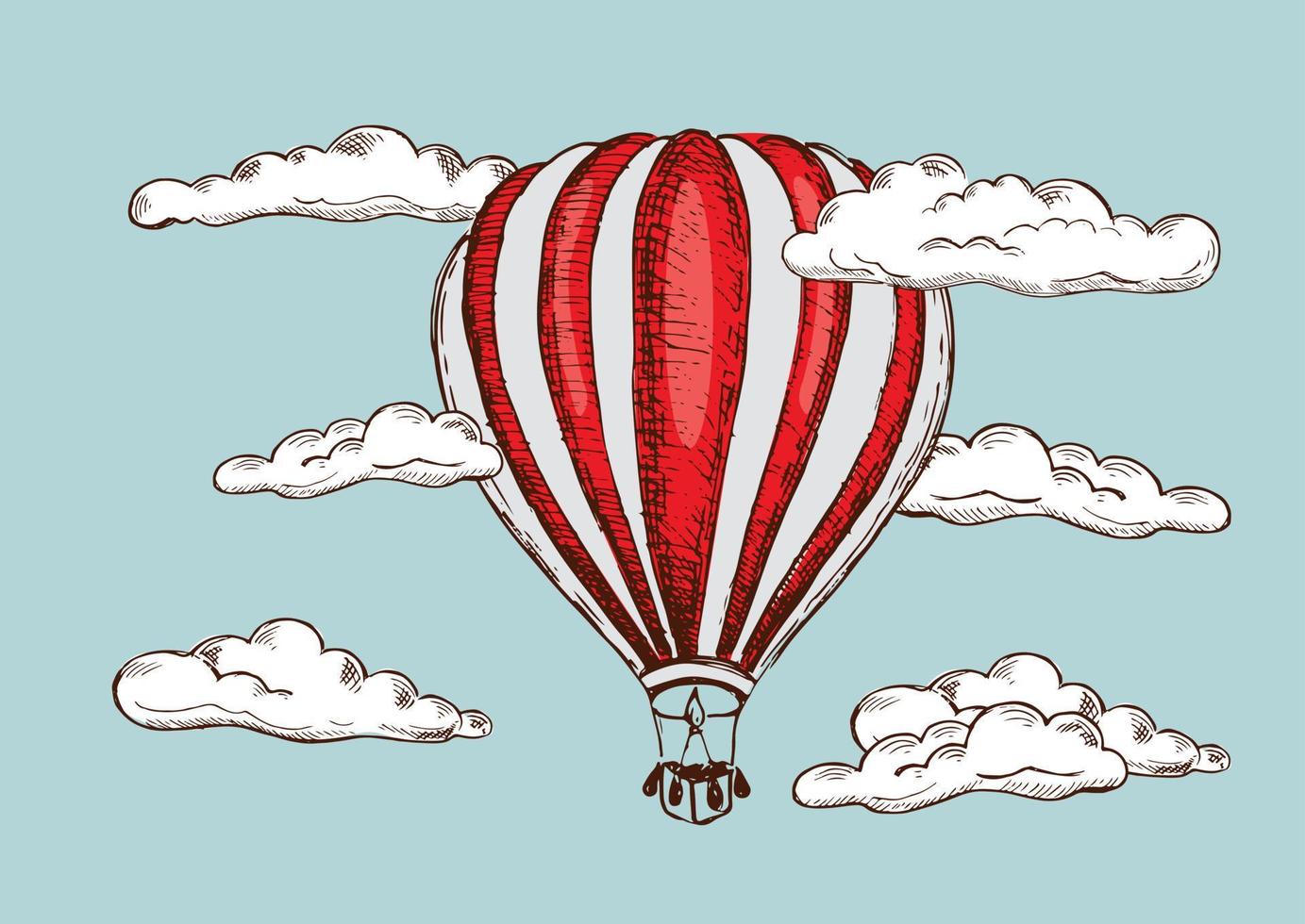 ballons à air chaud volant, illustration dessinée à la main. vecteur