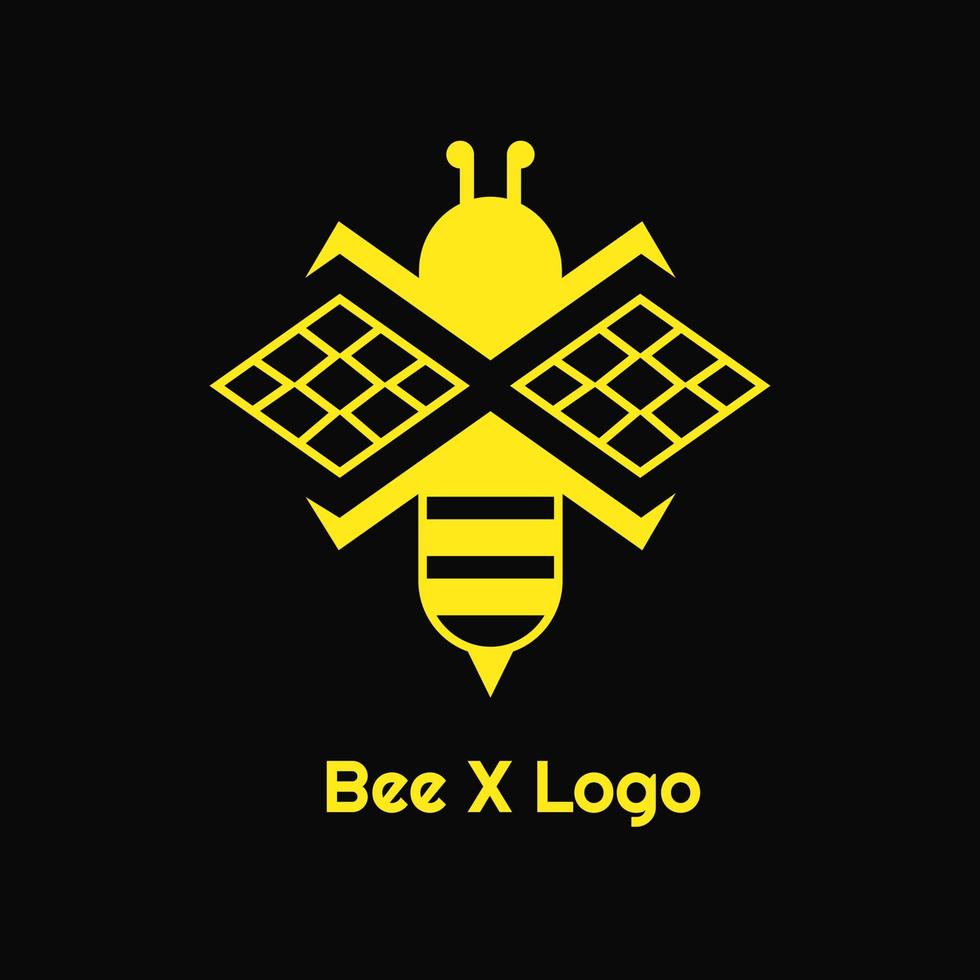 concept de logo abeille et lettre x. monogramme, logotype simple, plat, insecte moderne et propre. adapté au logo, à l'icône, au symbole, à la mascotte et au signe. tels que le logo de la nourriture, des boissons et de l'emblème vecteur