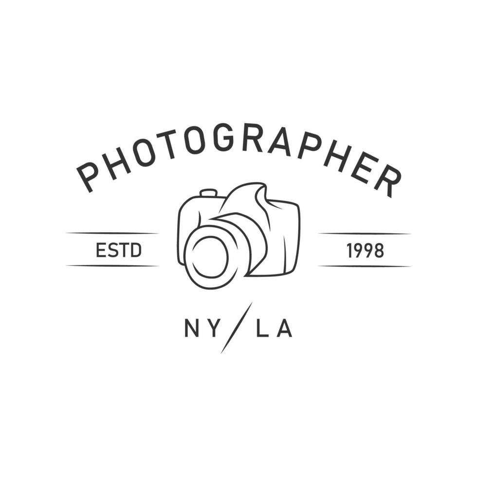 vecteur de conception de logo de photographie de caméra simple. style vintage