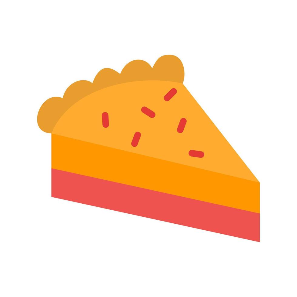 icône multicolore plate tranche de tarte vecteur