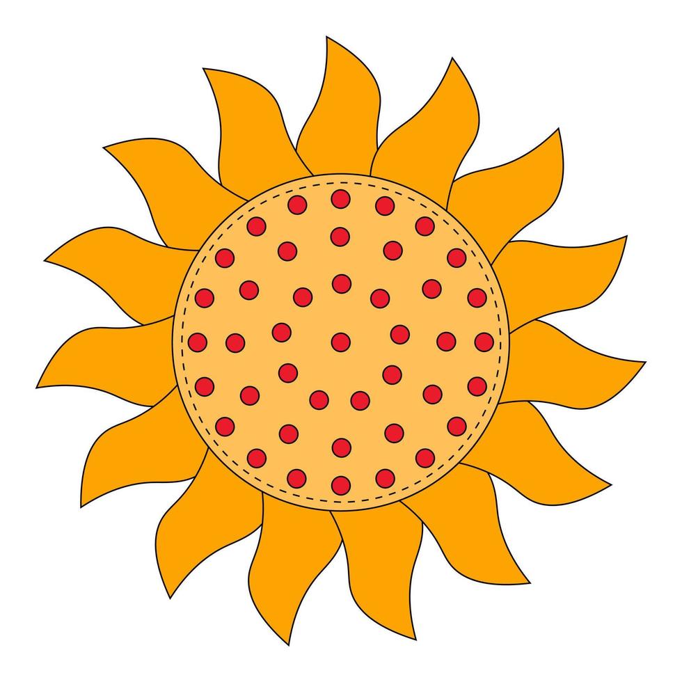 soleil rouge. symbole slave du mardi gras. illustration de vecteur de doodle ornemental isolé sur fond blanc. symbole russe vacances printemps mardi gras. fête nationale