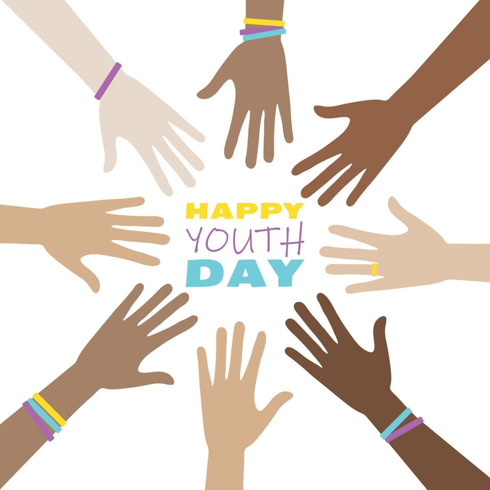 fond d'illustration vectorielle de l'affiche de la journée internationale de la jeunesse, conception pour la décoration du thème de la journée internationale de la jeunesse. vecteur