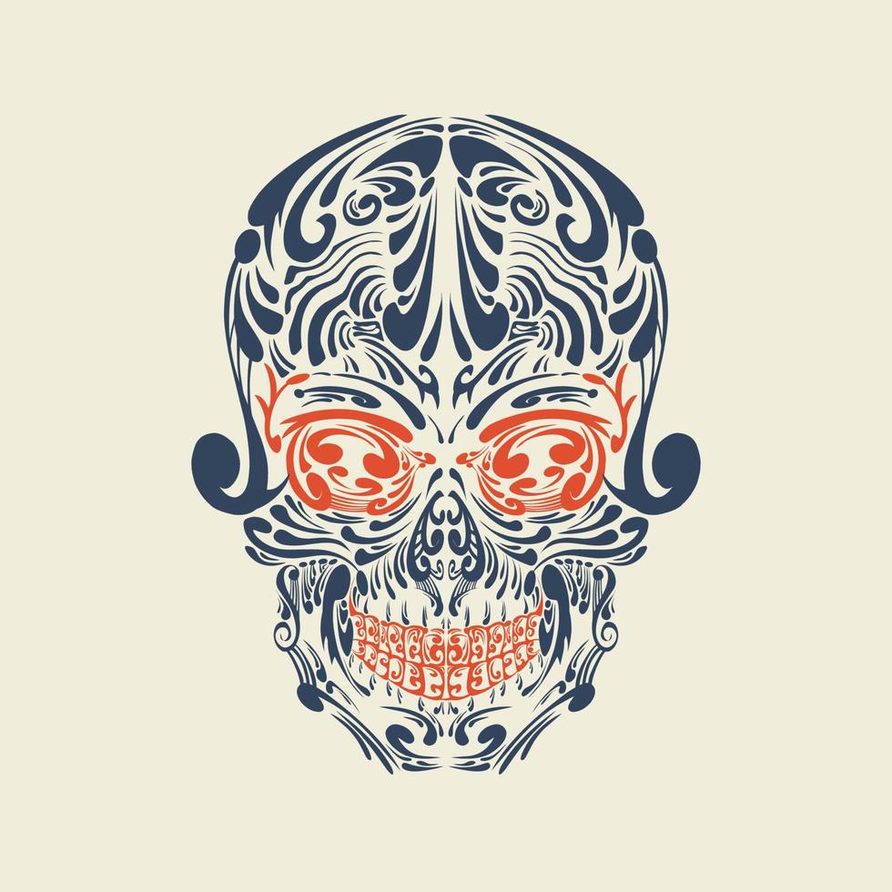 tatouage de crâne tribal de vecteur dans la conception de couleur